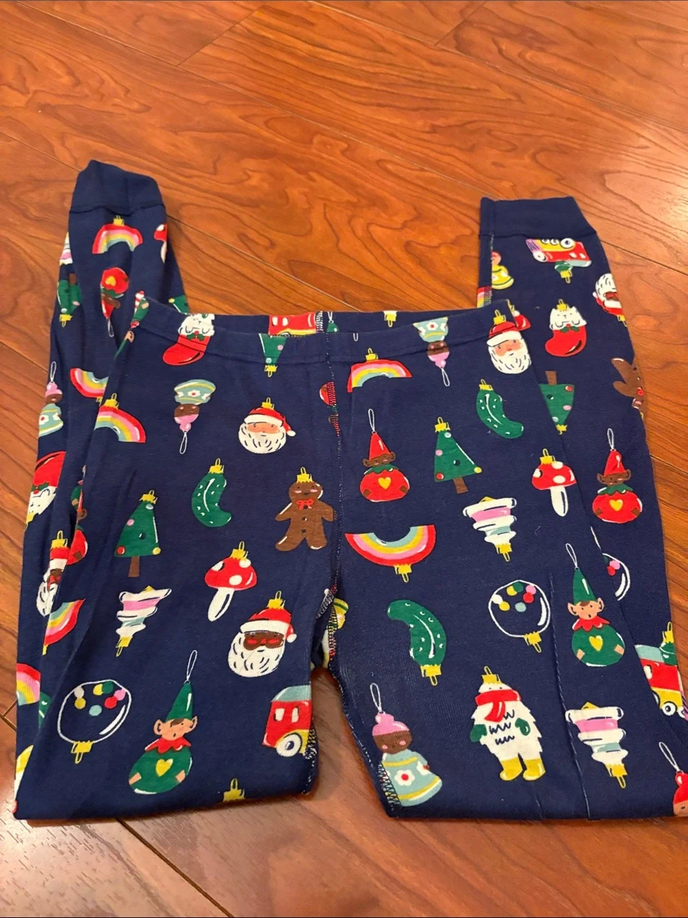 Hanna Andersson Navy Holiday Ornament & Gingerbread Kids Pajama Set